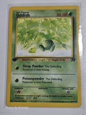 #14 Pokemon 1st Edition Oddish card (63/82) from the 2000 Team Rocket set.